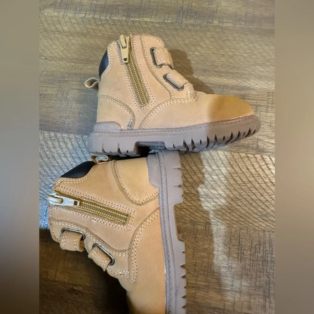 Toddler Work Boots with Easy On Velcro Straps Size 6